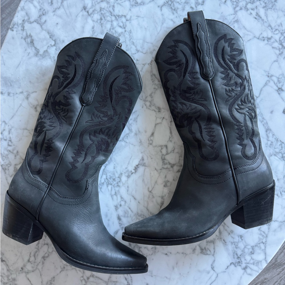 Jeffrey Campbell Black Dagget Western Cowboy Boots